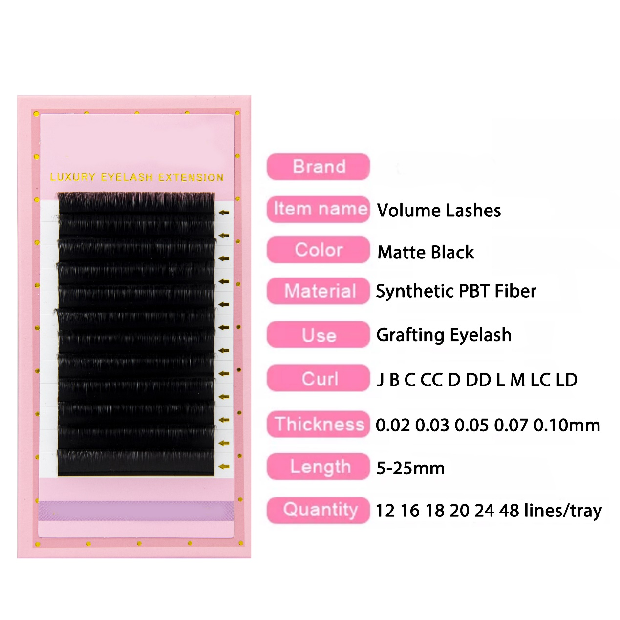 Pecamei Eyelash Extensions - D Curl, 0.07mm Thickness, 18Rows 8-25mm Mixed Lengths, Classic & Volume Lash, Soft Matte Black, Ideal for Professional Salon and Individual Practice Use (8-25mm, D-0.07)  