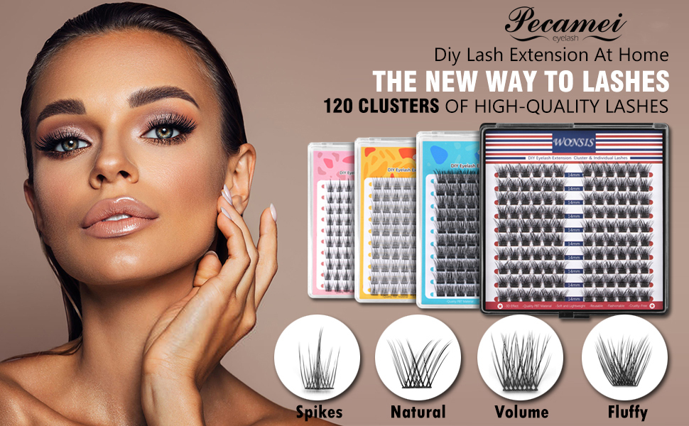 Pecamei Lash Clusters, DIY Eyelash Extension, 120 Mini Lightweight Clusters Individual lashes, Volume Soft Reusable Artificial Natural Look for Cluster Lash, C Curl False Eyelashes for Home Use (Volume 12mm)  