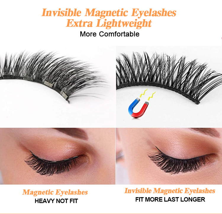 Pecamei Magnetic Eyelashes without Eyeliner, Dual Magnetic Eyelashes Natural Look, Light Weight & Reusable Magnetic Lashes No Glue, 3D False Eyelashes with Applicator(16pcs-4pairs)  